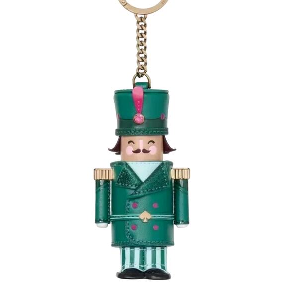 Kate Spade Oh What Fun 3D Nutcracker Key Chain Green Leather NEW - Picture 1 of 15
